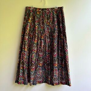 Peruvian Connection Floral Long Skirt Size 14 100% Cotton Pleated Flare